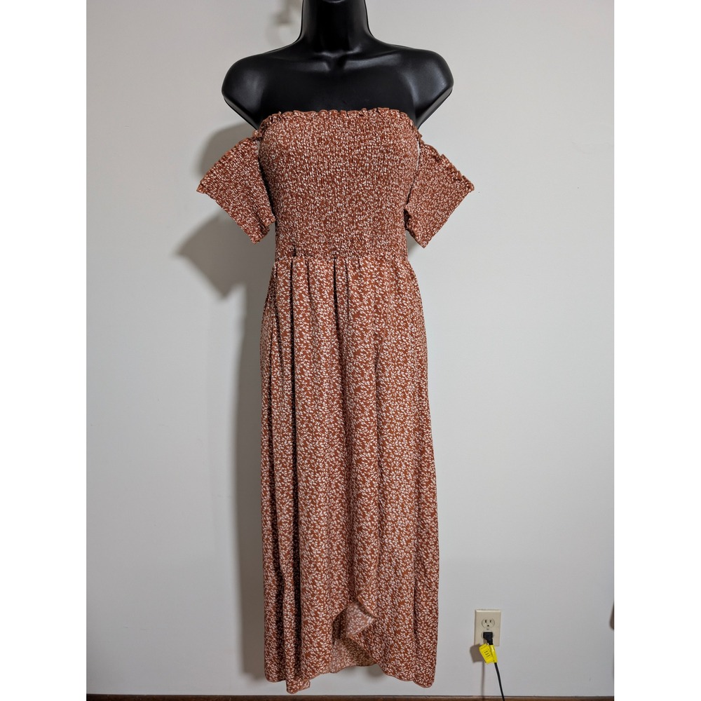 Shein Floral Maxi Dress Off Shoulder Smocked High Low Boho Medium